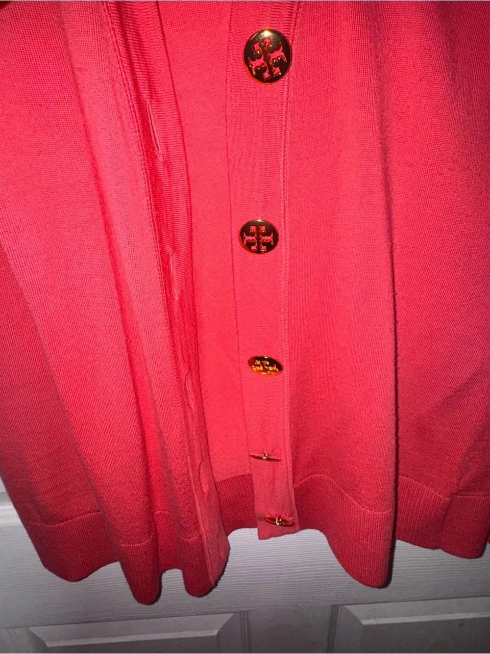 Tory Burch Coral Open-Front Cardigan